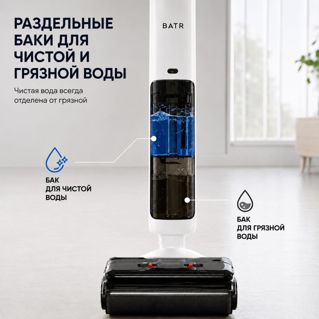 Пылесос BATR AquaJet Pro бело-черный — фото 3