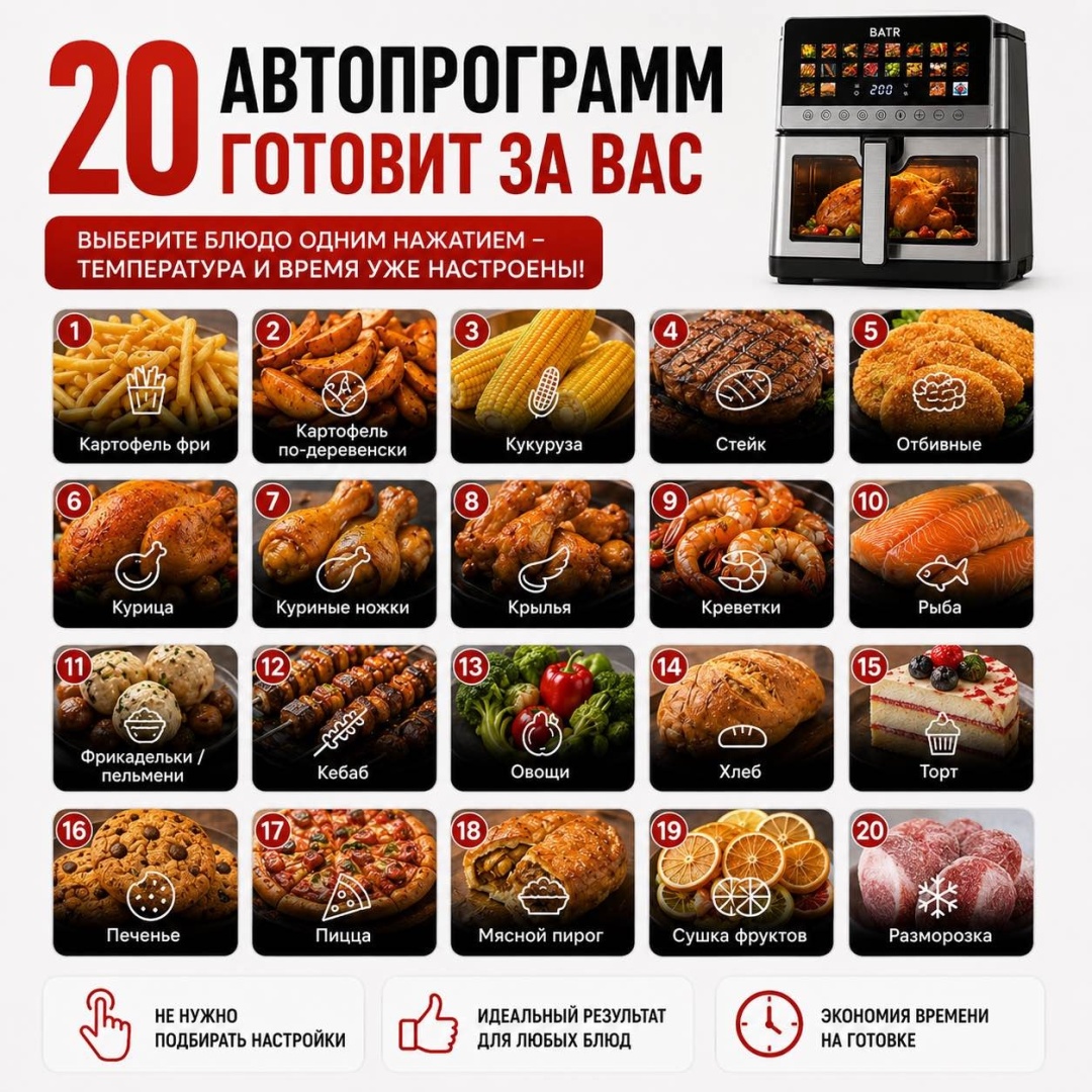 Аэрогриль BATR Double Heat Pro S 8.5 л черный — фото 4
