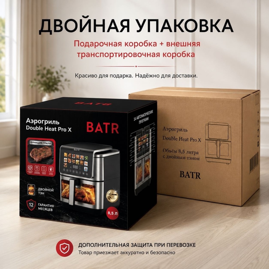 Аэрогриль BATR Double Heat Pro X 8.5 л черный — фото 12