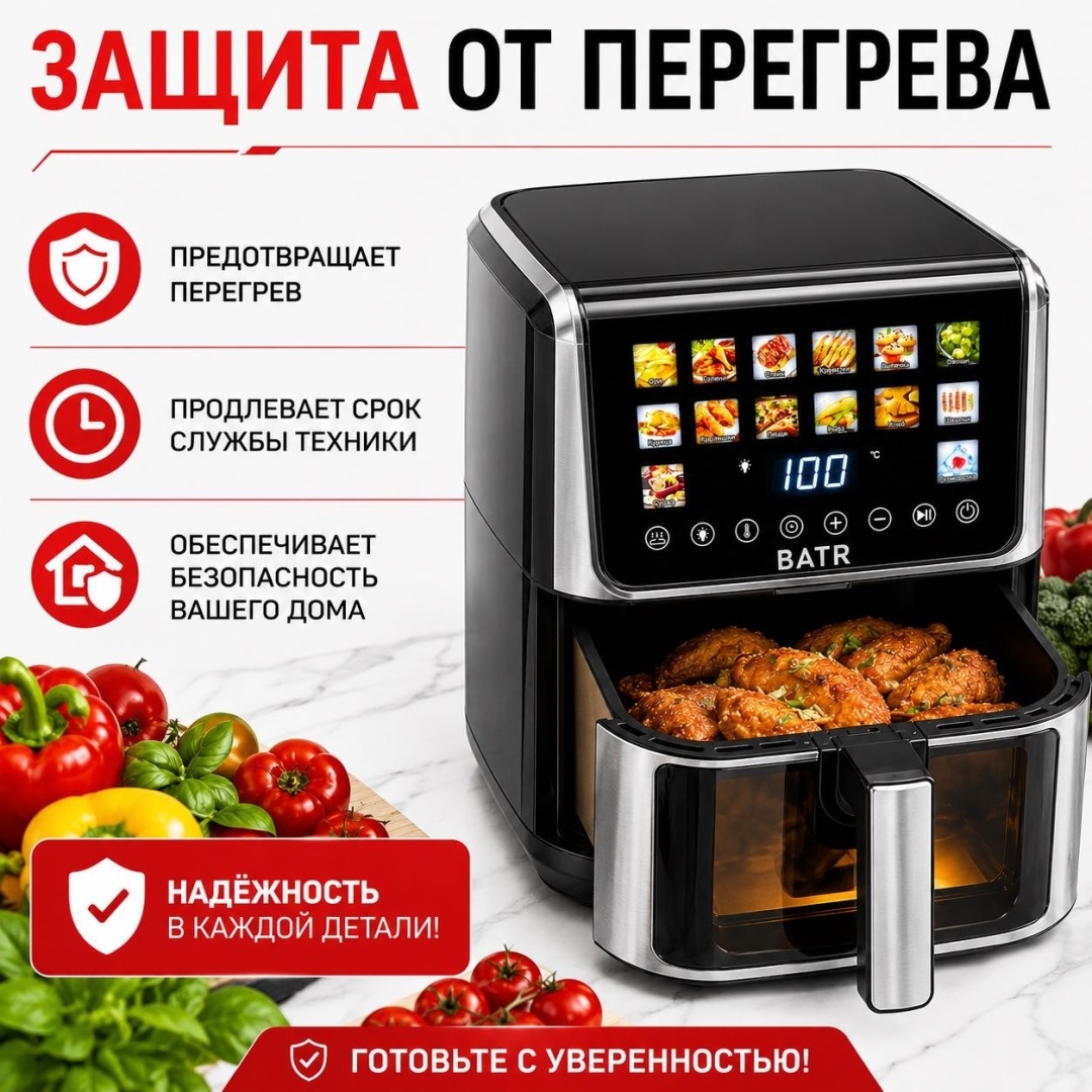 Аэрогриль BATR Double Heat Pro X 8.5 л черный — фото 16