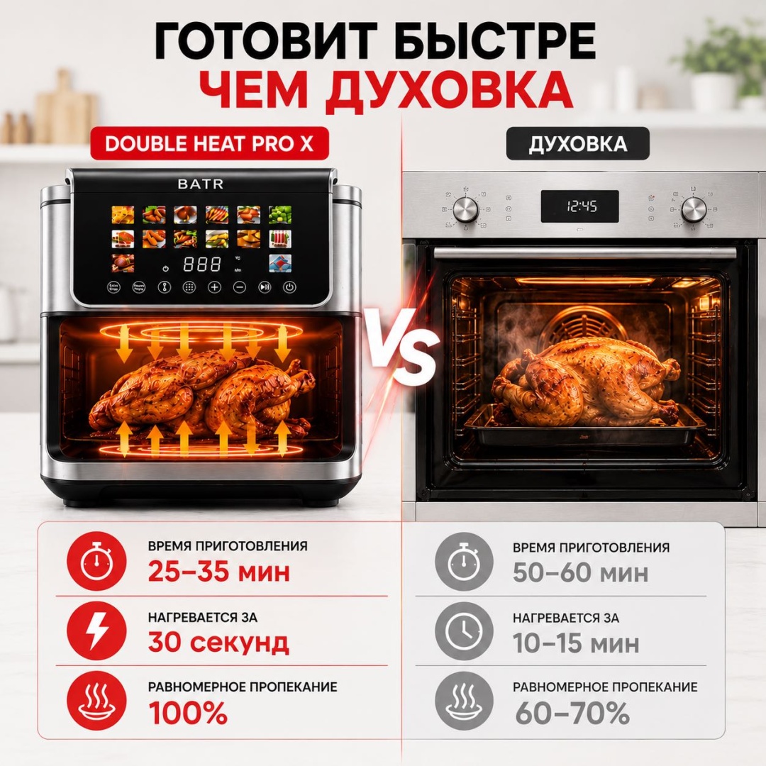 Аэрогриль BATR Double Heat Pro X 8.5 л черный — фото 8