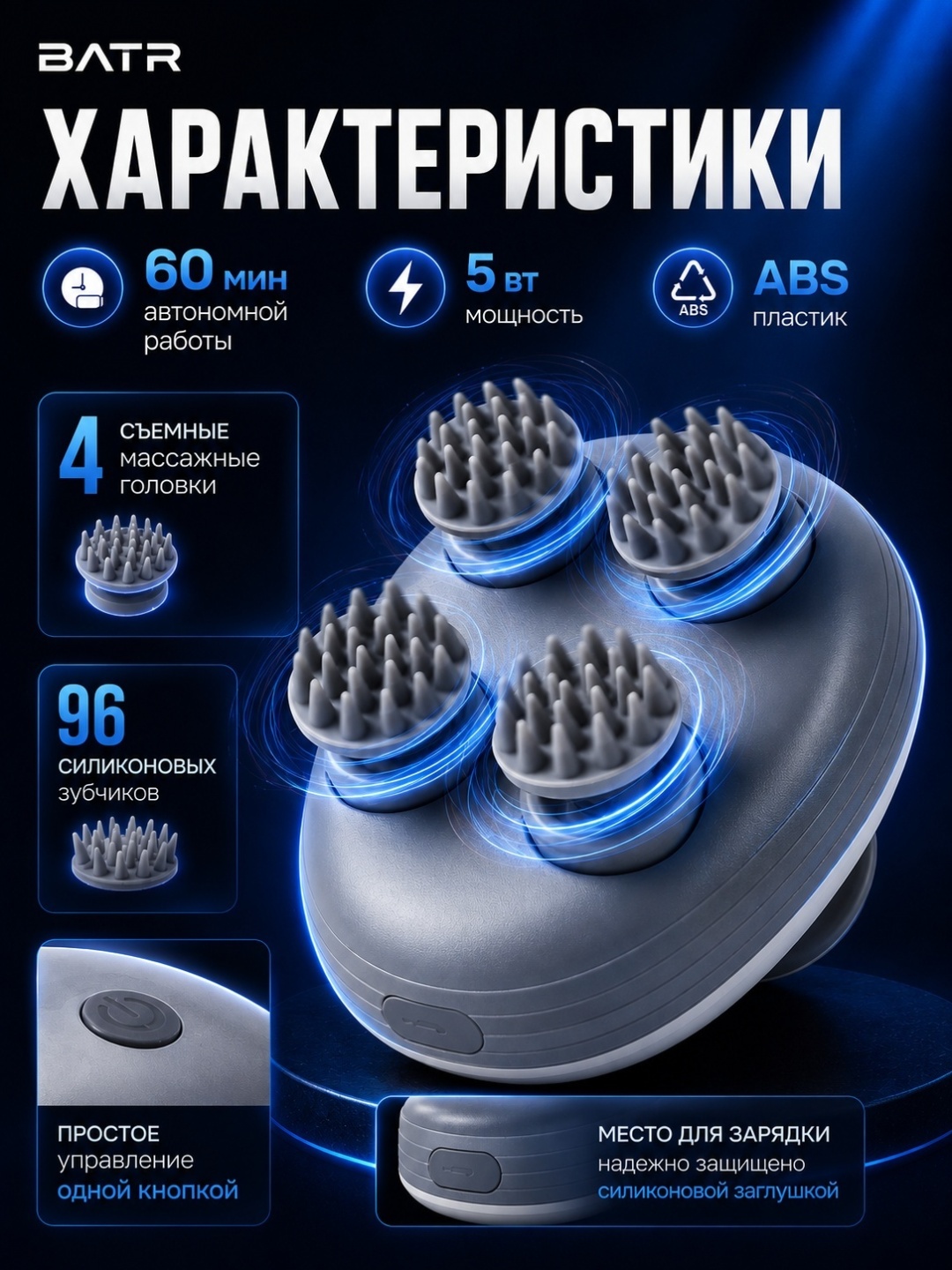 Массажер BATR HeadSpa ручной разминающий — фото 8