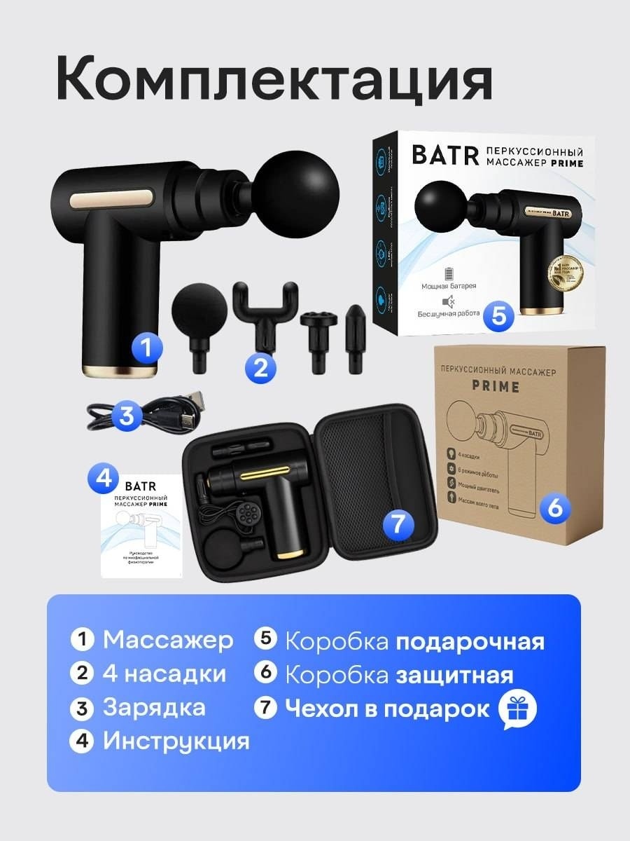 Массажер BATR Prime массажный пистолет вибрационный — фото 2